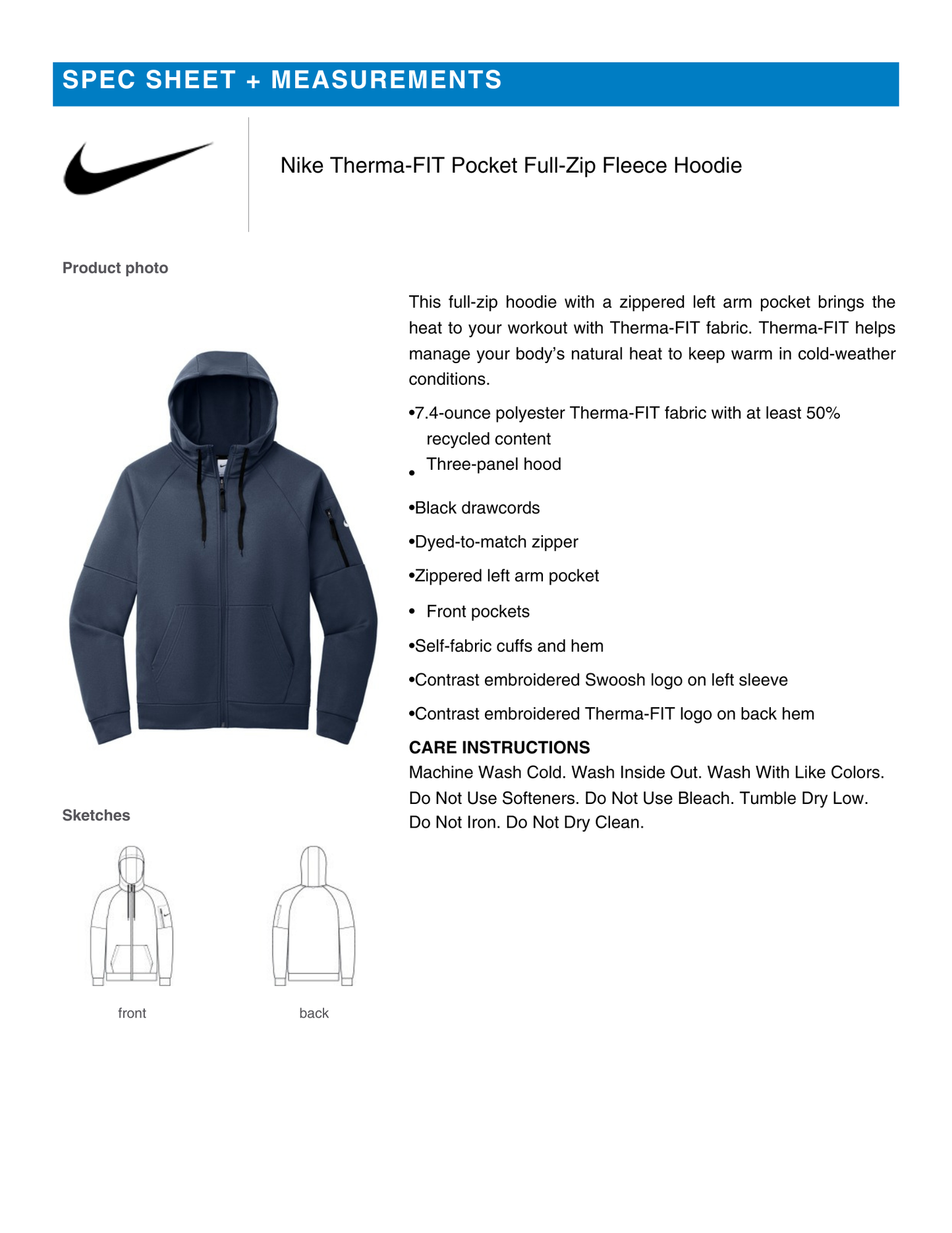 NIKE - Del Rancho Football Therma-FIT Full-Zip Hoodie