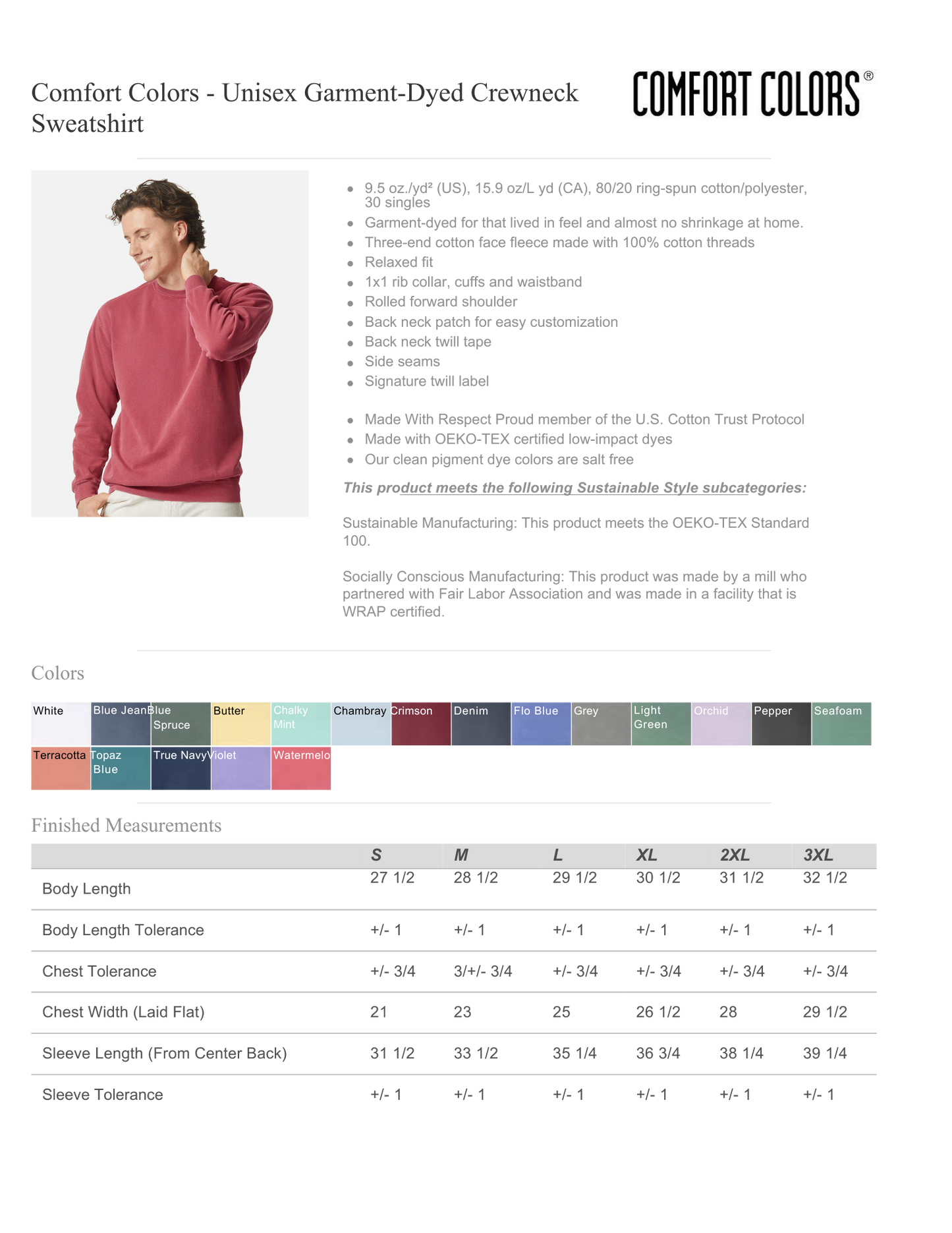 Comfort Colors - Poway Legacy Garment-Dyed Crewneck Sweatshirt
