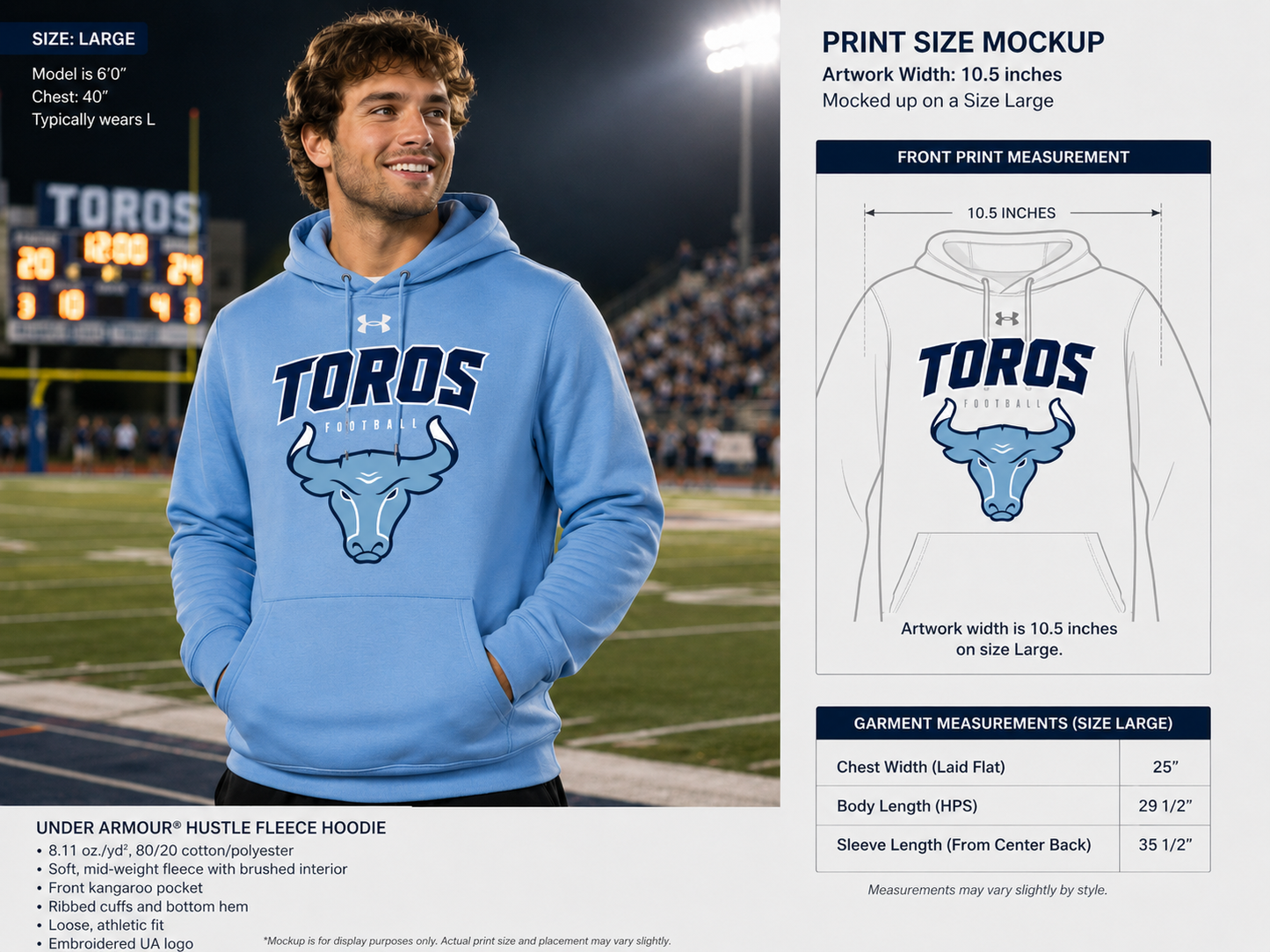 Del Rancho Toros Game Night Icon Hoodie — Under Armour Fleece