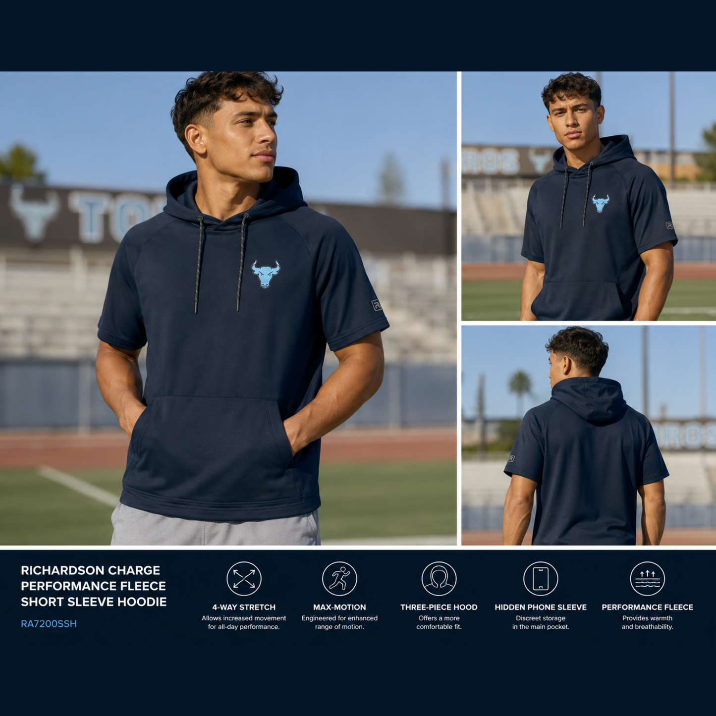 Toros Richardson Charge Performance Fleece Short Sleeve Hoodie