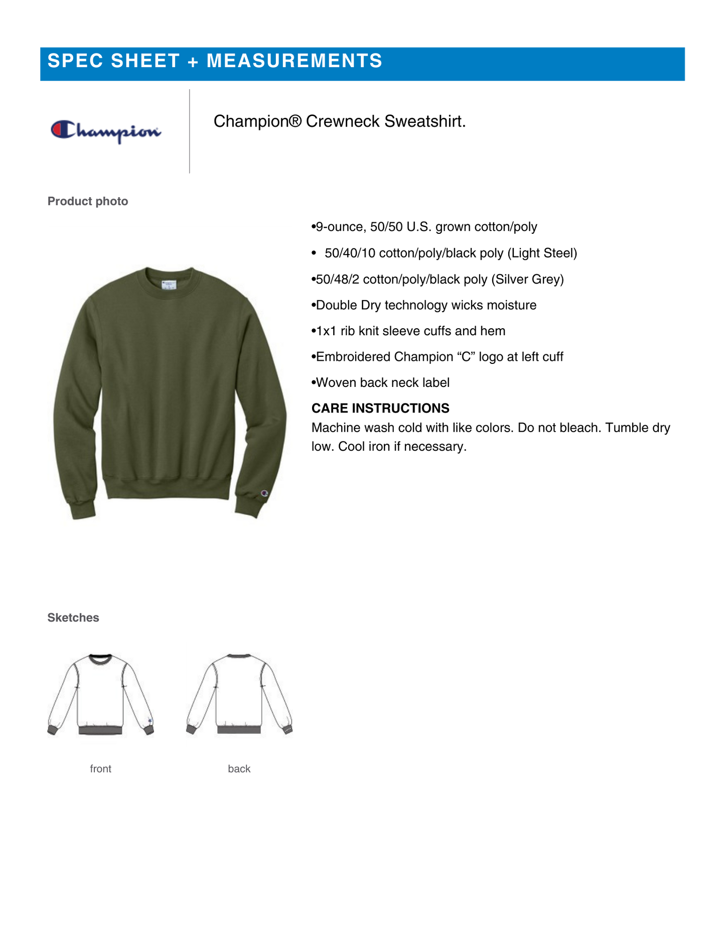 Champion Classic Embroidered Crew – Forest Green