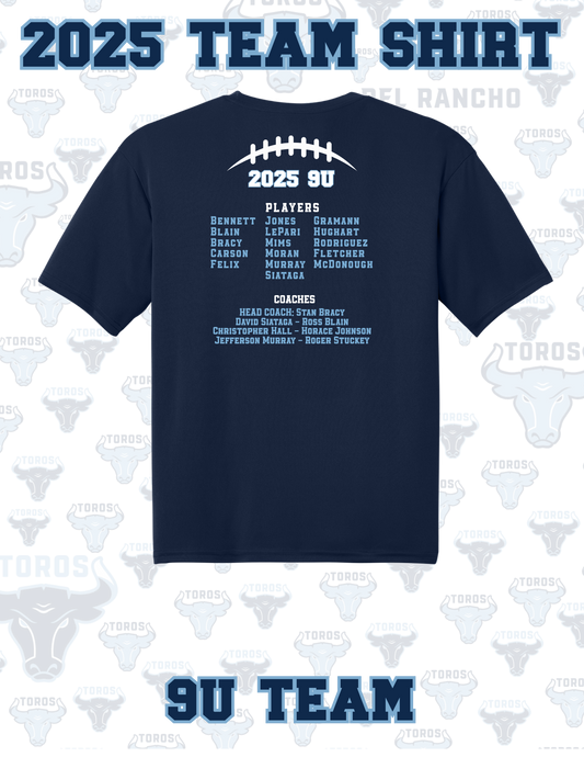 🏈 Del Rancho Toros 2025 Inaugural Season End-of-Year Team Shirt