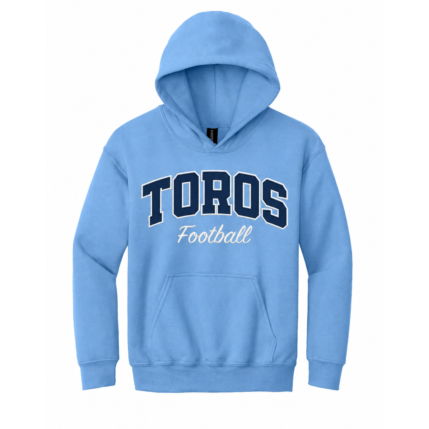 Toros Football Varsity Applique Hoodie | Premium Embroidered Tackle Twill Sweatshirt