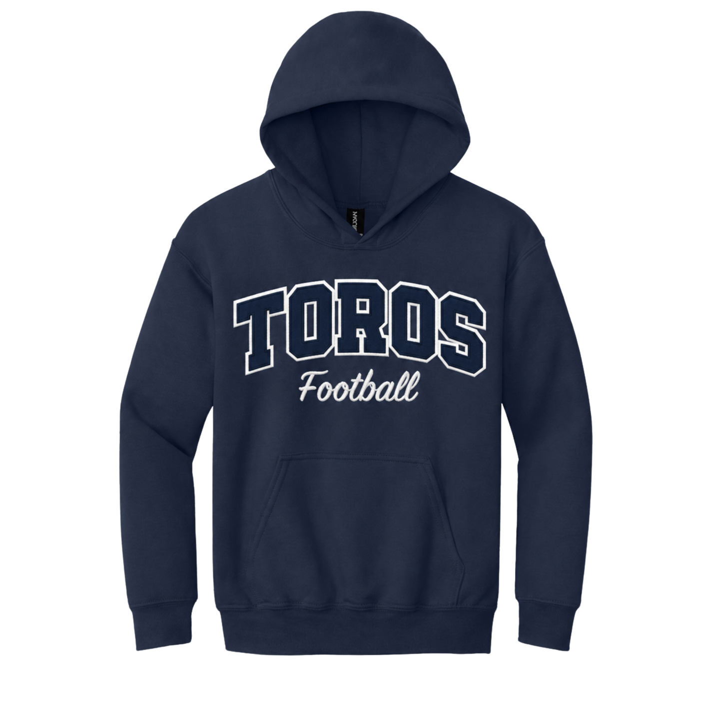 Toros Football Varsity Applique Hoodie | Premium Embroidered Tackle Twill Sweatshirt