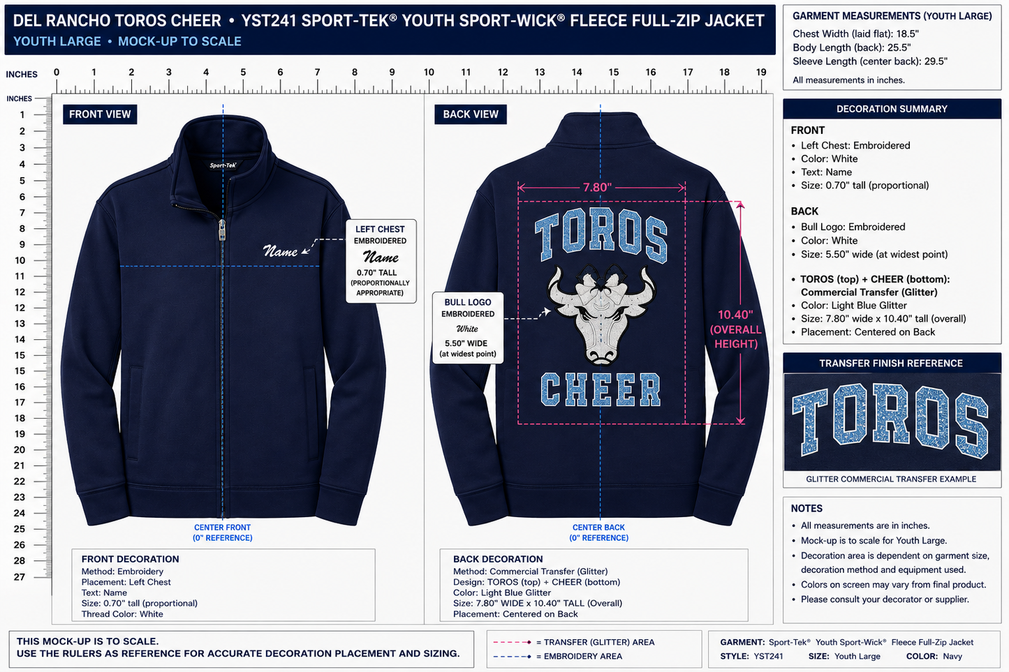 DEL RANCHO TOROS CHEER WARM-UP JACKET