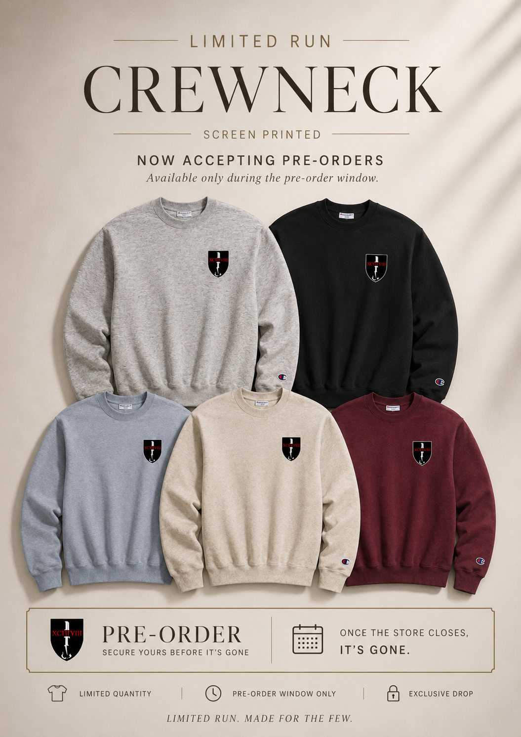 TIO Limited Run Champion® Crewneck Sweatshirt **PRE SALE SCREEN PRINT ORDER**