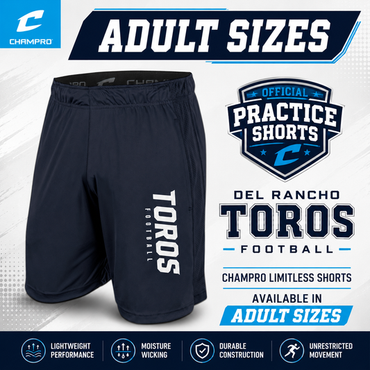 Del Rancho Toros Football Limitless Practice Shorts (ADULT)