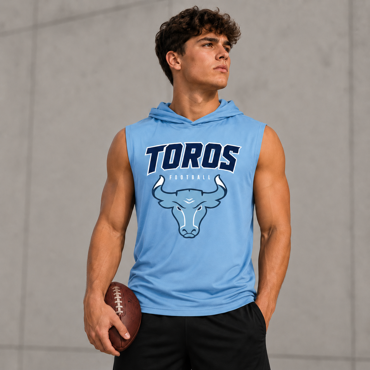 Del Rancho Toros Football Cooling Performance Sleeveless Hooded Tee