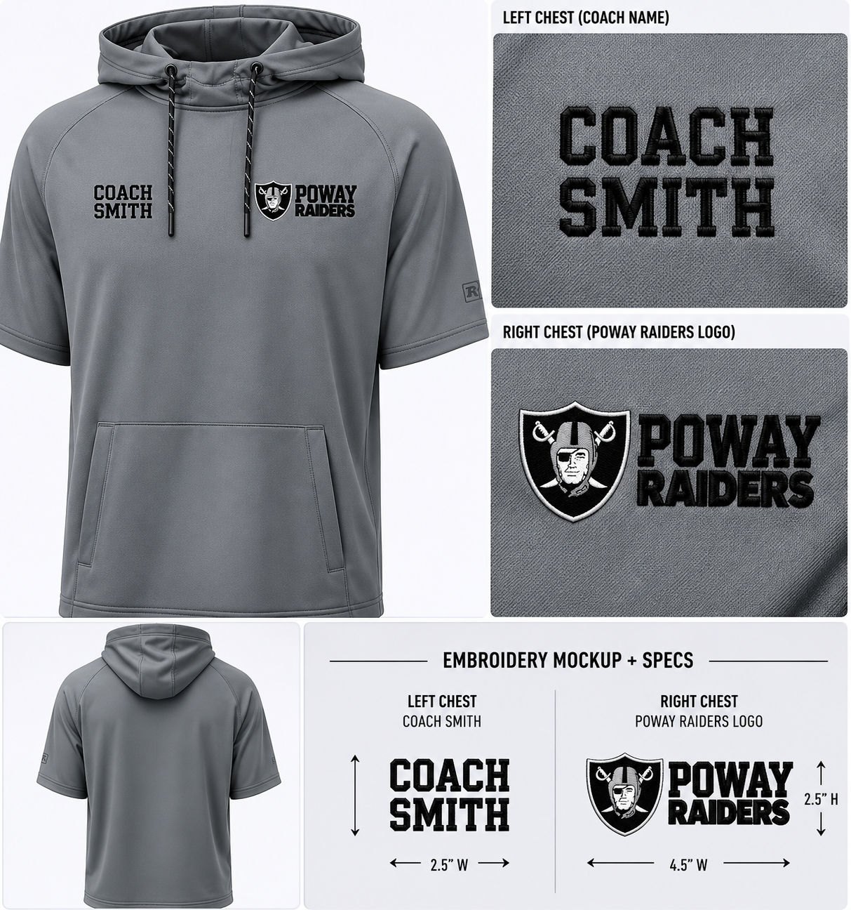 Poway Raiders Coaches Embroidered Performance Hooded Tee