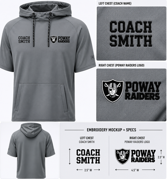 Poway Raiders Coaches Embroidered Performance Hooded Tee