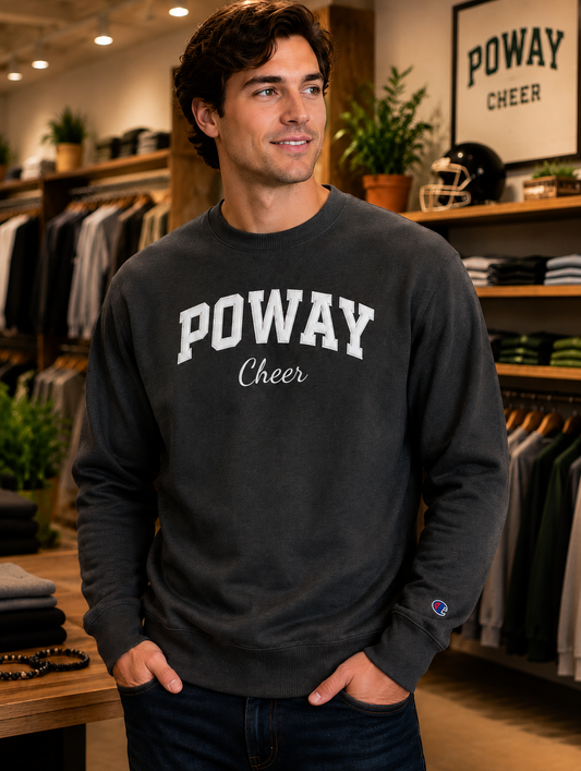 Champion ®  Premium Embroidered & Appliqué "POWAY Cheer" Crewneck