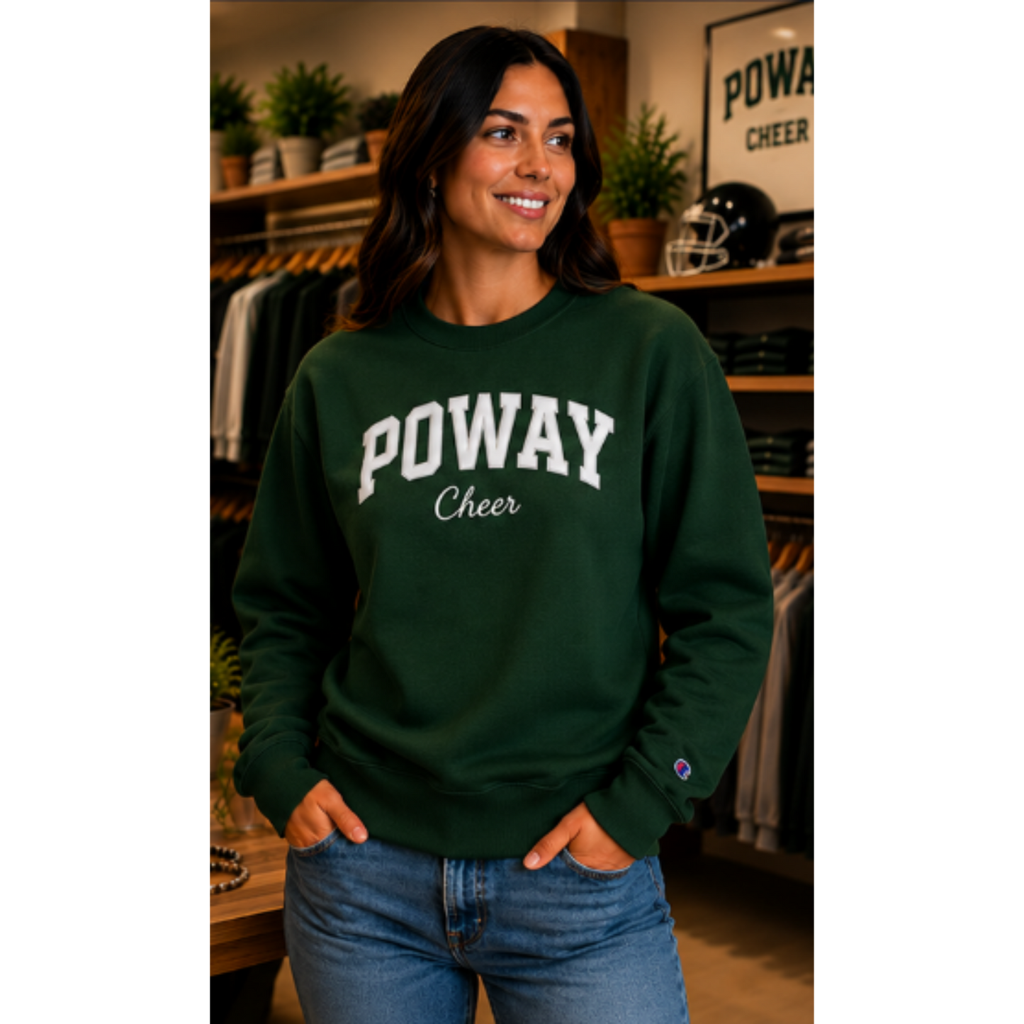 Champion ®  Premium Embroidered & Appliqué "POWAY Cheer" Crewneck