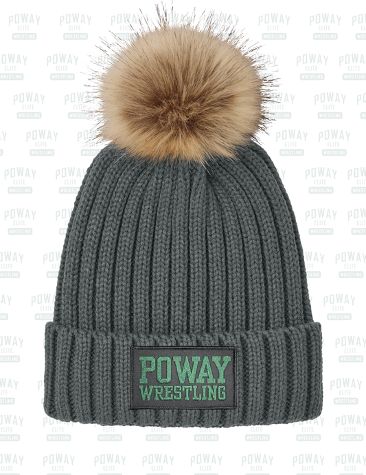 Poway Wrestling “Heritage Luxe” Faux-Fur Pom Beanie