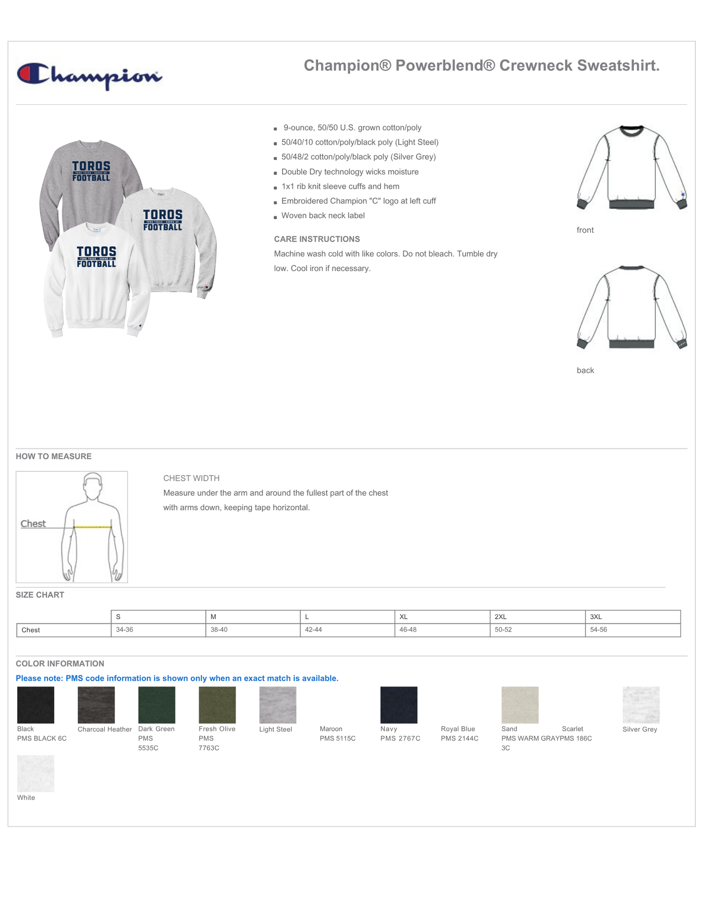 Del Rancho Toros Champion PowerBlend® Crewneck Sweatshirt